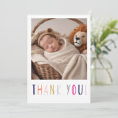 Baby verjaardagskaart bedankt voor cadeaus kaart (Staand voorkant)