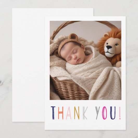 Baby verjaardagskaart bedankt voor cadeaus kaart (Voorkant / Achterkant)