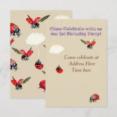 Baby Verjaardagsuitnodiging met lady Bugs Kaart (Voorkant / Achterkant)