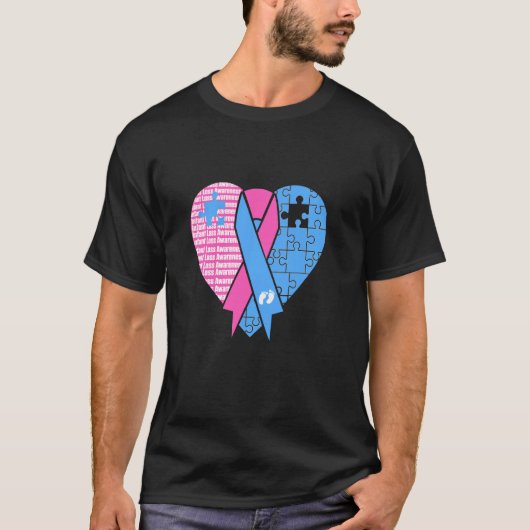 Baby Verlies Heart Ribbon Aware Zwangerschap Baby  T-shirt (Voorkant)