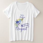 Baby verschuldigd in augustus Classic Blue Floral  Grote Maat T-shirt (Design voorkant)