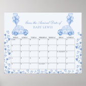 Baby Vervaldatum Calender Baby shower Game Blue Ca Poster (Voorkant)