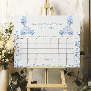 Baby Vervaldatum Calender Baby shower Game Blue Ca Poster