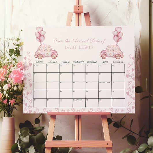Baby Vervaldatum Calender Baby shower Spel Roze Ha Poster
