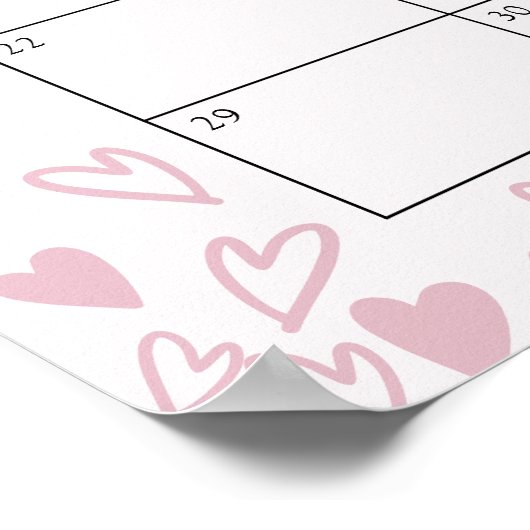 Baby Vervaldatum Calender Baby shower Spel Roze Ha Poster (Hoek)