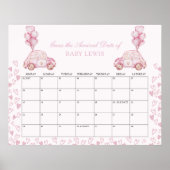 Baby Vervaldatum Calender Baby shower Spel Roze Ha Poster (Voorkant)