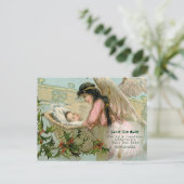  Baby Vervaldatum Kerst Engel Typset Aankondigingskaart (Staand voorkant)