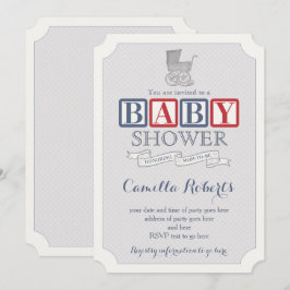 Baby vervoer Klassiek  Baby shower voor jongen Kaart