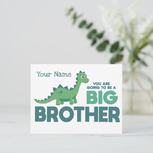 Baby verwacht bekendmaking grote broernaam briefkaart (Staand voorkant)