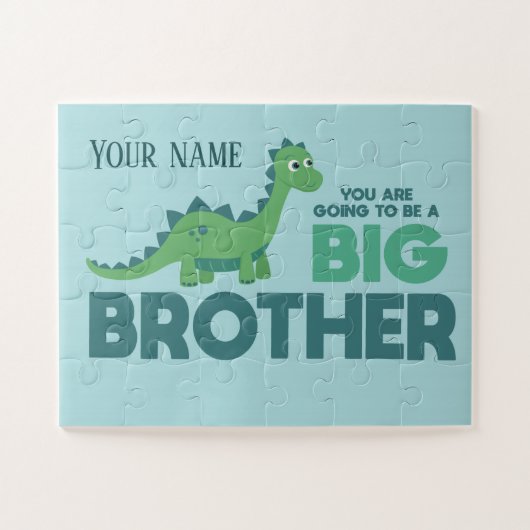 Baby verwacht een grote dinosaurusbroer legpuzzel (Horizontaal)