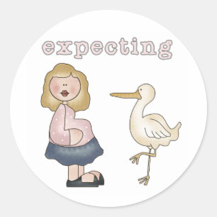 Baby Verwacht - Ooievaar T-shirts en Cadeaus Ronde Sticker