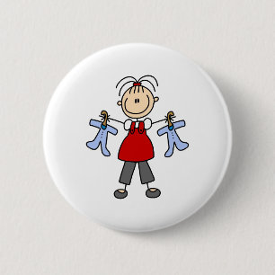 Baby Verwacht Stickfiguur Knop Ronde Button 5,7 Cm