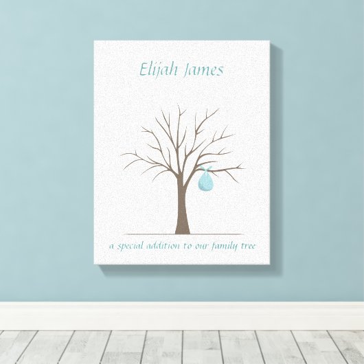 Baby Vingerafdrukstructuur - Blauw Canvas Afdruk (Insitu (Houten vloer))