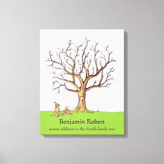 Baby Vingerafdrukstructuur (kleur Bunnies) Canvas (Voorkant)
