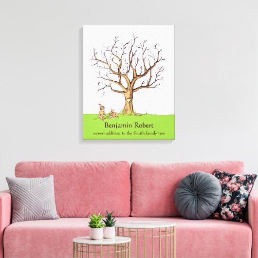 Baby Vingerafdrukstructuur (kleur Bunnies) Canvas  Afdruk (Insitu (Woonkamer))
