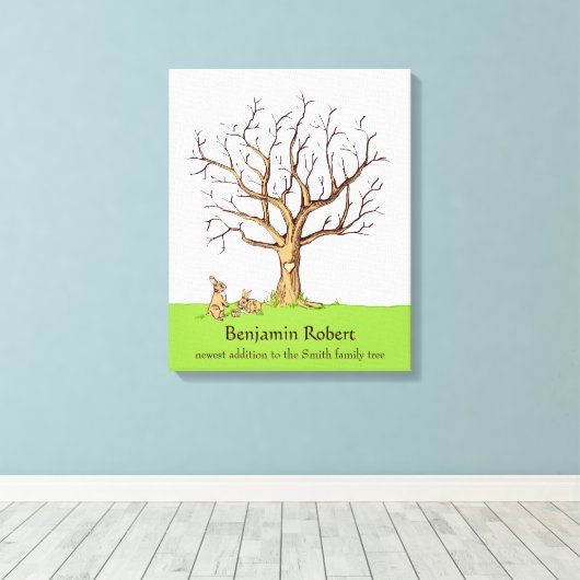 Baby Vingerafdrukstructuur (kleur Bunnies) Canvas Afdruk (Insitu (Houten vloer))