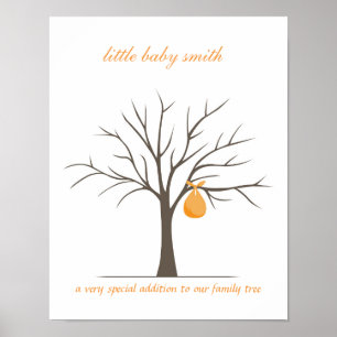 Baby Vingerafdrukstructuur - Oranje Poster