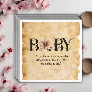 Baby Vintage Bloemige Monogram Baby Shower Servet