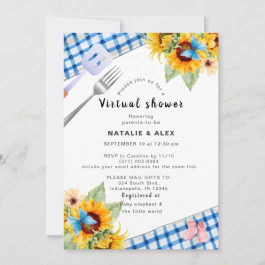 Baby virtuele doucheuitnodiging blauw aangenaam kaart (Voorkant)