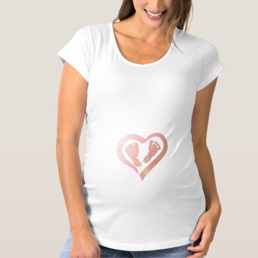 Baby voet en hart gekleurd t-shirt (Voorkant)