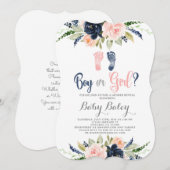 Baby voetafdruk baby shower kaart (Voorkant / Achterkant)