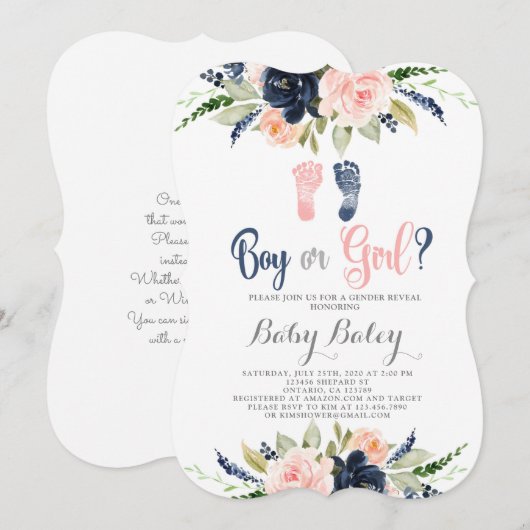 Baby voetafdruk baby shower kaart (Voorkant / Achterkant)