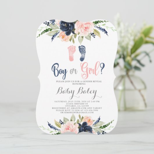 Baby voetafdruk baby shower kaart (Staand voorkant)