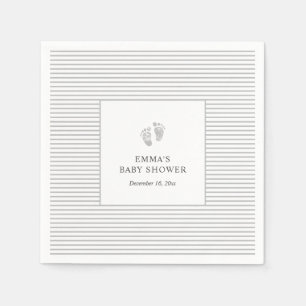 Baby voetafdruk grijze strepen Napkin   BABY SHOWE Servet