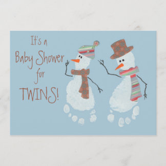Baby voetafdruk Snowmen TWINS-baby shower Kaart