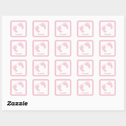 Baby voetafdrukken Baby meisje roze kleine feet zu Vierkante Sticker (Vel)