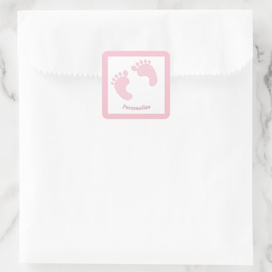 Baby voetafdrukken Baby meisje roze kleine feet zu Vierkante Sticker (Tas)