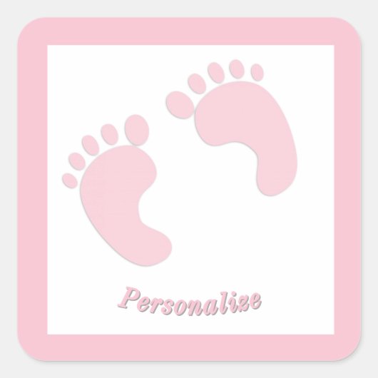 Baby voetafdrukken Baby meisje roze kleine feet zu Vierkante Sticker (Voorkant)