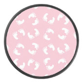 Baby voetafdrukken, baby's voet, voetstappen, roze hockey puck (Voorkant)