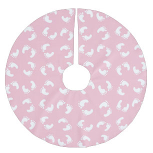 Baby voetafdrukken, baby's voet, voetstappen, roze kerstboom rok