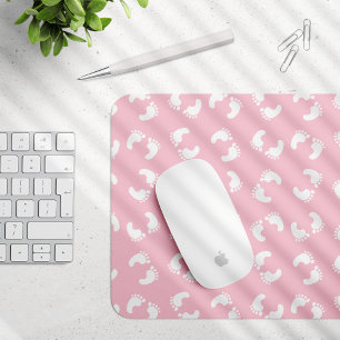 Baby voetafdrukken, baby's voet, voetstappen, roze muismat