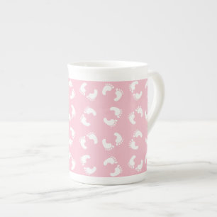 Baby voetafdrukken, baby's voet, voetstappen, roze porselein kop