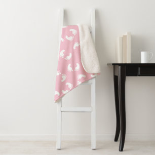 Baby voetafdrukken, baby's voet, voetstappen, roze sherpa deken