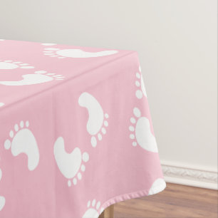 Baby voetafdrukken, baby's voet, voetstappen, roze tafelkleed