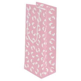 Baby voetafdrukken, baby's voet, voetstappen, roze wijn cadeautas