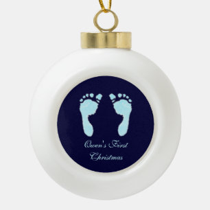 Baby Voetafdrukken (Boy) Keramische Bal Ornament