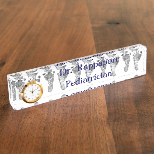 Baby Voetafdrukken Bureaublad Naambordje (Zijkant)