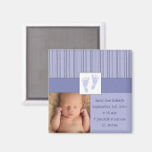 Baby Voetafdrukken Geboorte - Blauw Magneet (Voorkant / Achterkant)