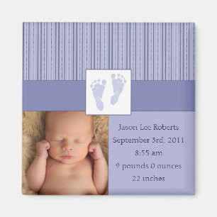 Baby voetafdrukken geboorte - blauw magneet