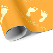 Baby Voetafdrukken (geel) Cadeaupapier (Rol Hoek)