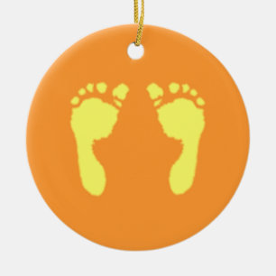 Baby Voetafdrukken (geel) Keramisch Ornament
