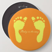 Baby Voetafdrukken (geel) Ronde Button 6,0 Cm (Voorkant /achterkant)