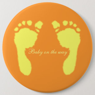 Baby Voetafdrukken (geel) Ronde Button 6,0 Cm