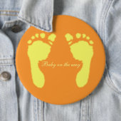 Baby Voetafdrukken (geel) Ronde Button 6,0 Cm (In situ)