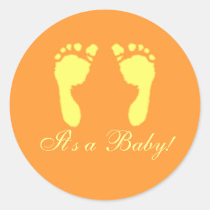 Baby Voetafdrukken (geel) Ronde Sticker