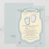 Baby Voetafdrukken Gendergelijkheid Uitnodiging va (Voorkant / Achterkant)